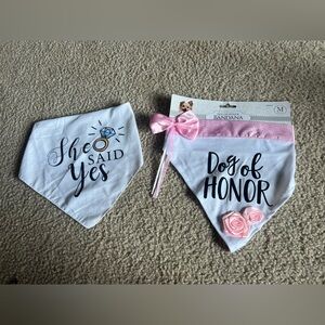 Amazon Pink and White Wedding Dog Bandana Set - wedding marriage